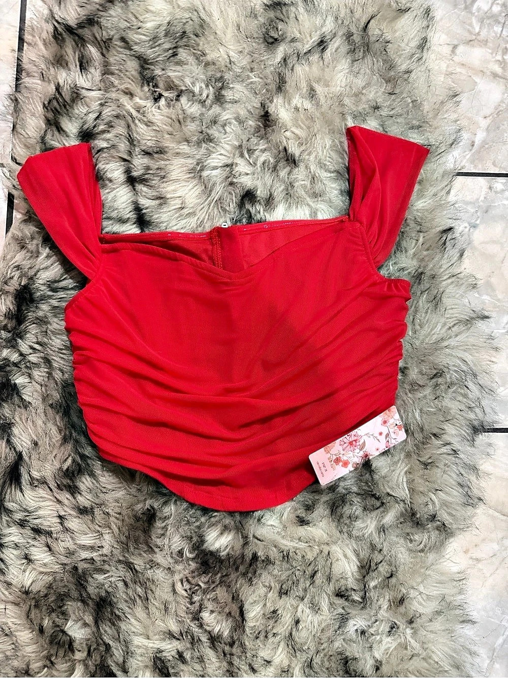 SHEIN Ruched Crop Top in Red Size Large NWT